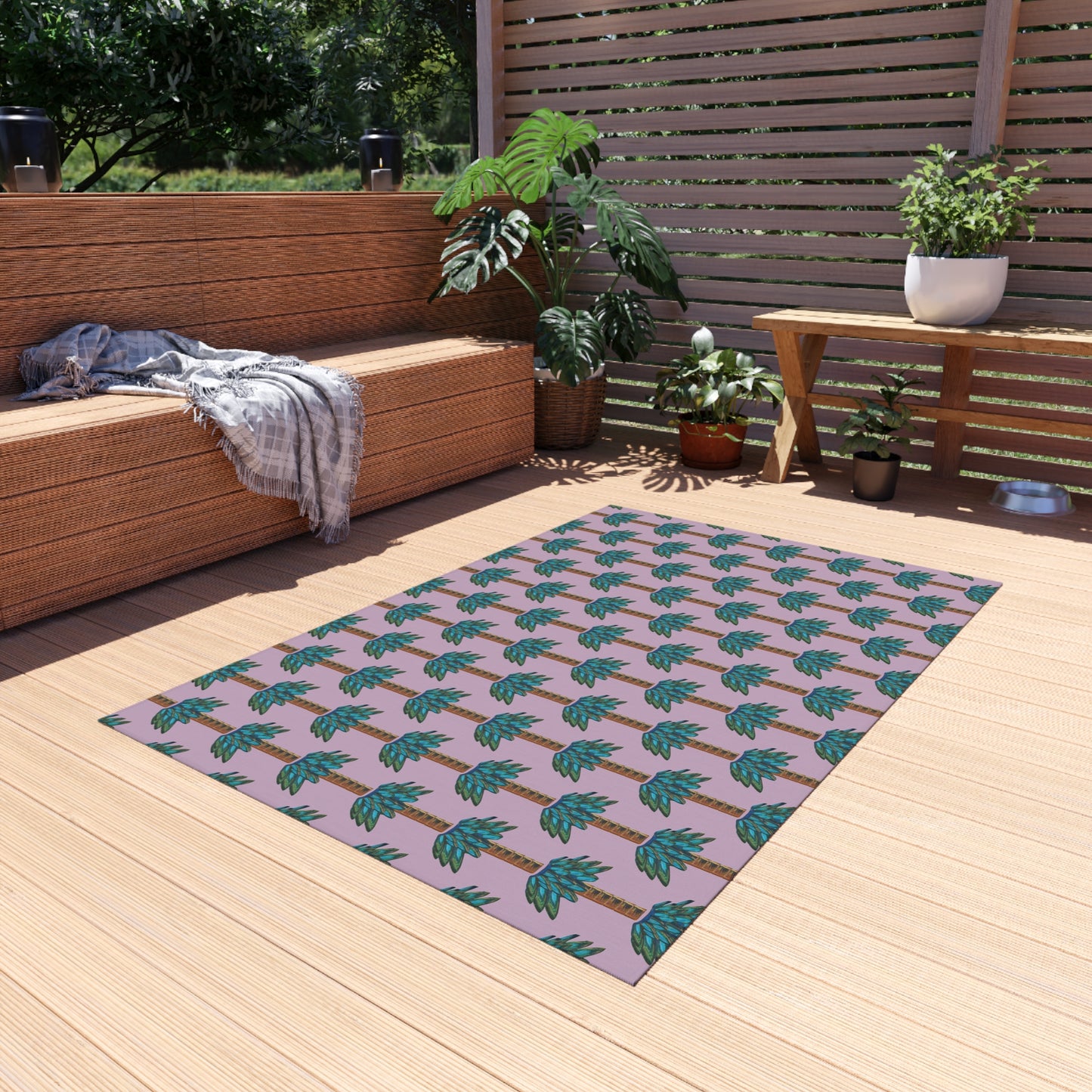 Tiki Palm Violet Indoor/Outdoor Rug