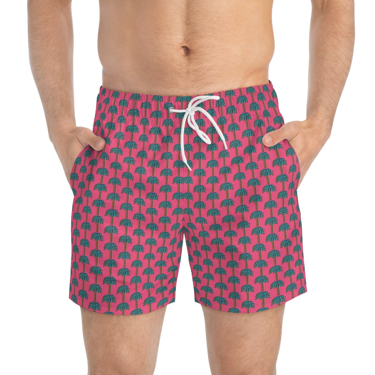 Tiki Palm Fuscia Swim Trunks