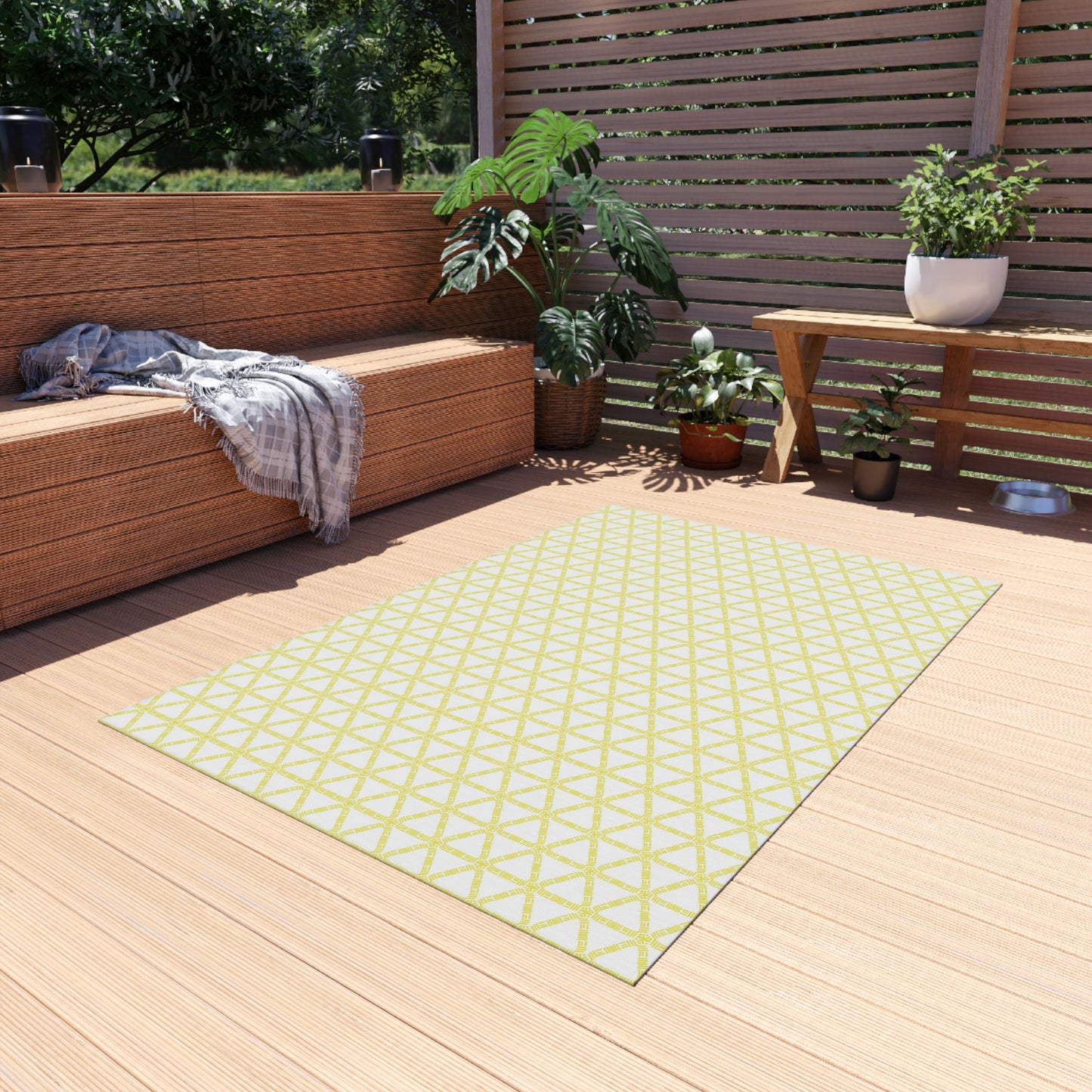 Yellow Lattice Indoor/Outdoor Rug