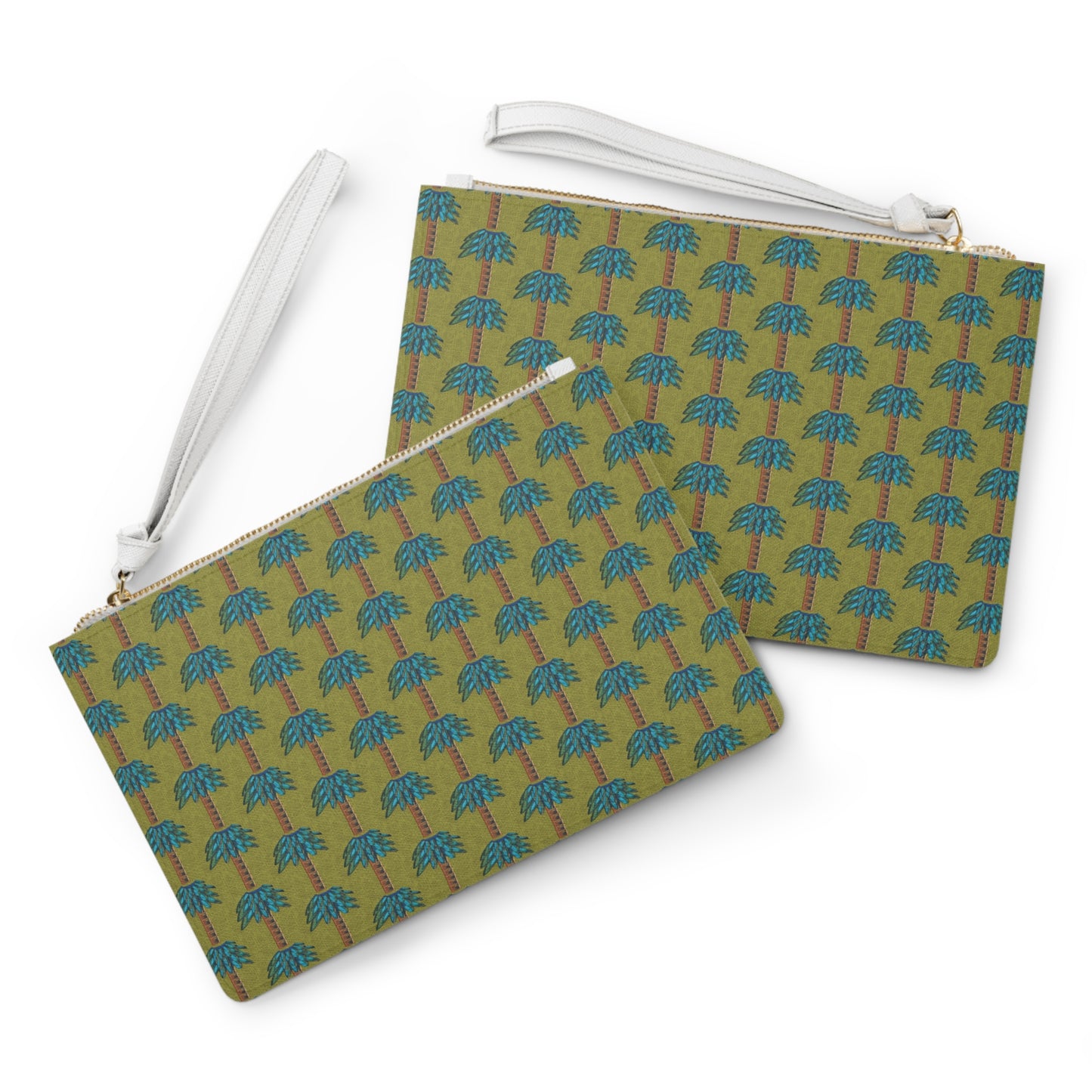 Tiki Palm Olive Clutch Bag