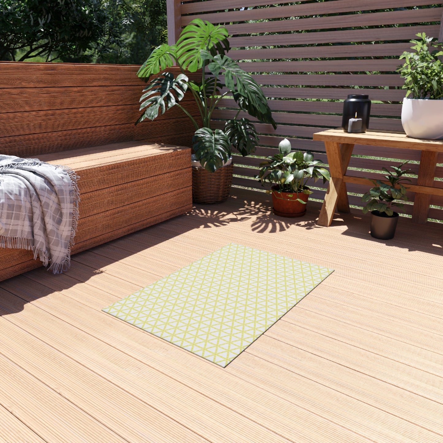 Yellow Lattice Indoor/Outdoor Rug