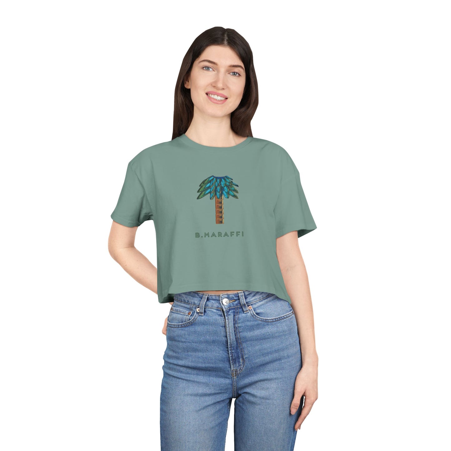 Women's Crop Tee - Tiki Palm