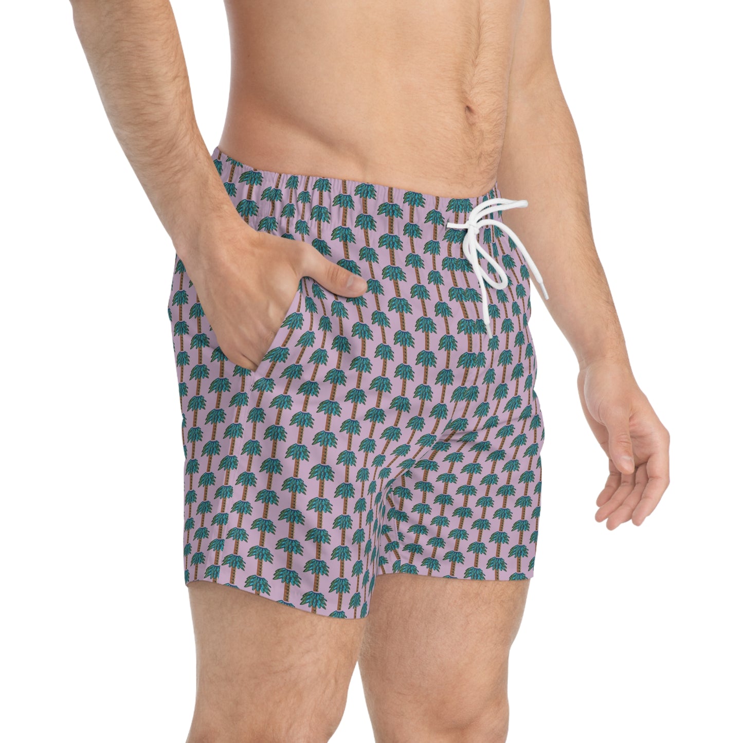 Tiki Palm Violet Swim Trunks