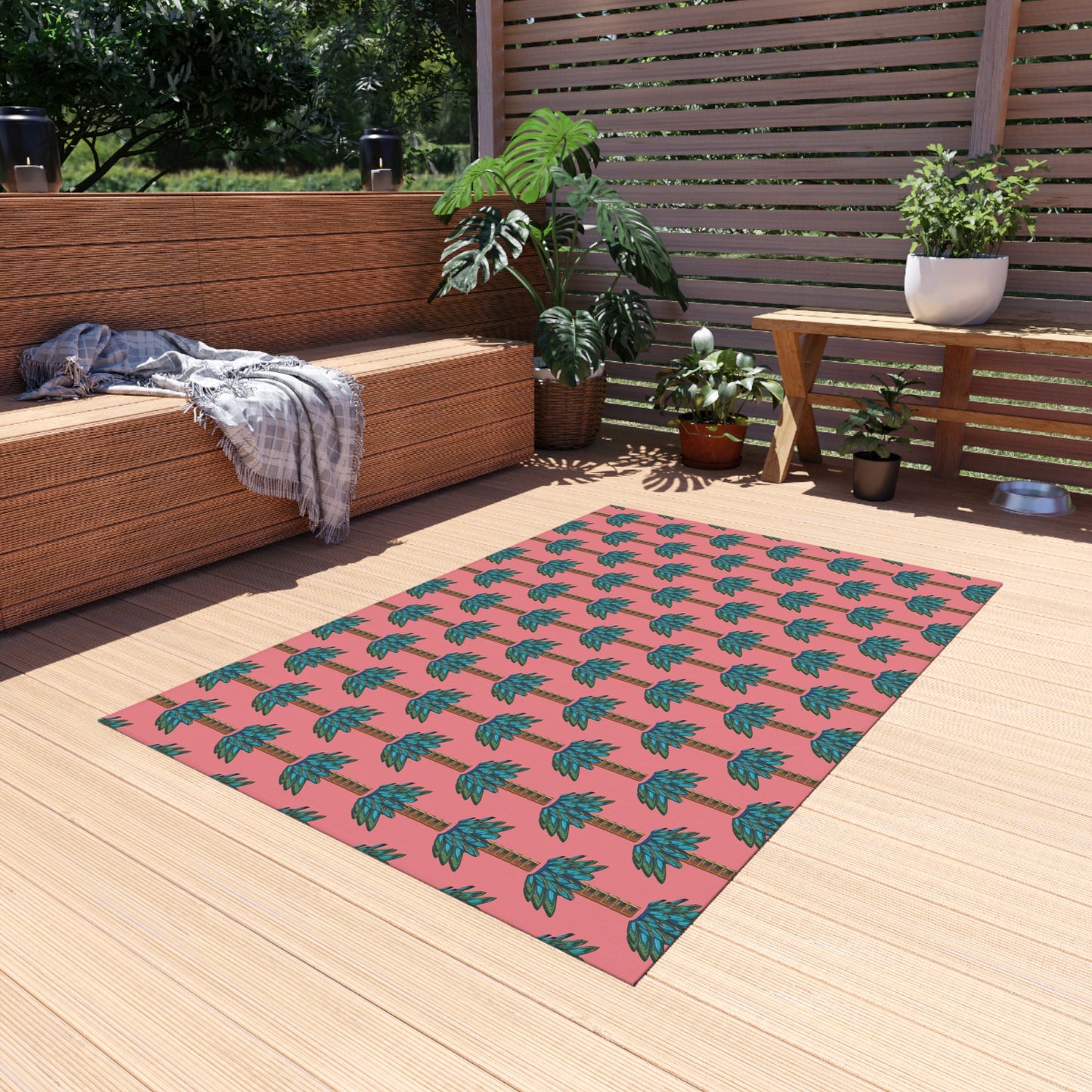 Tiki Palm Coral Indoor/Outdoor Rug