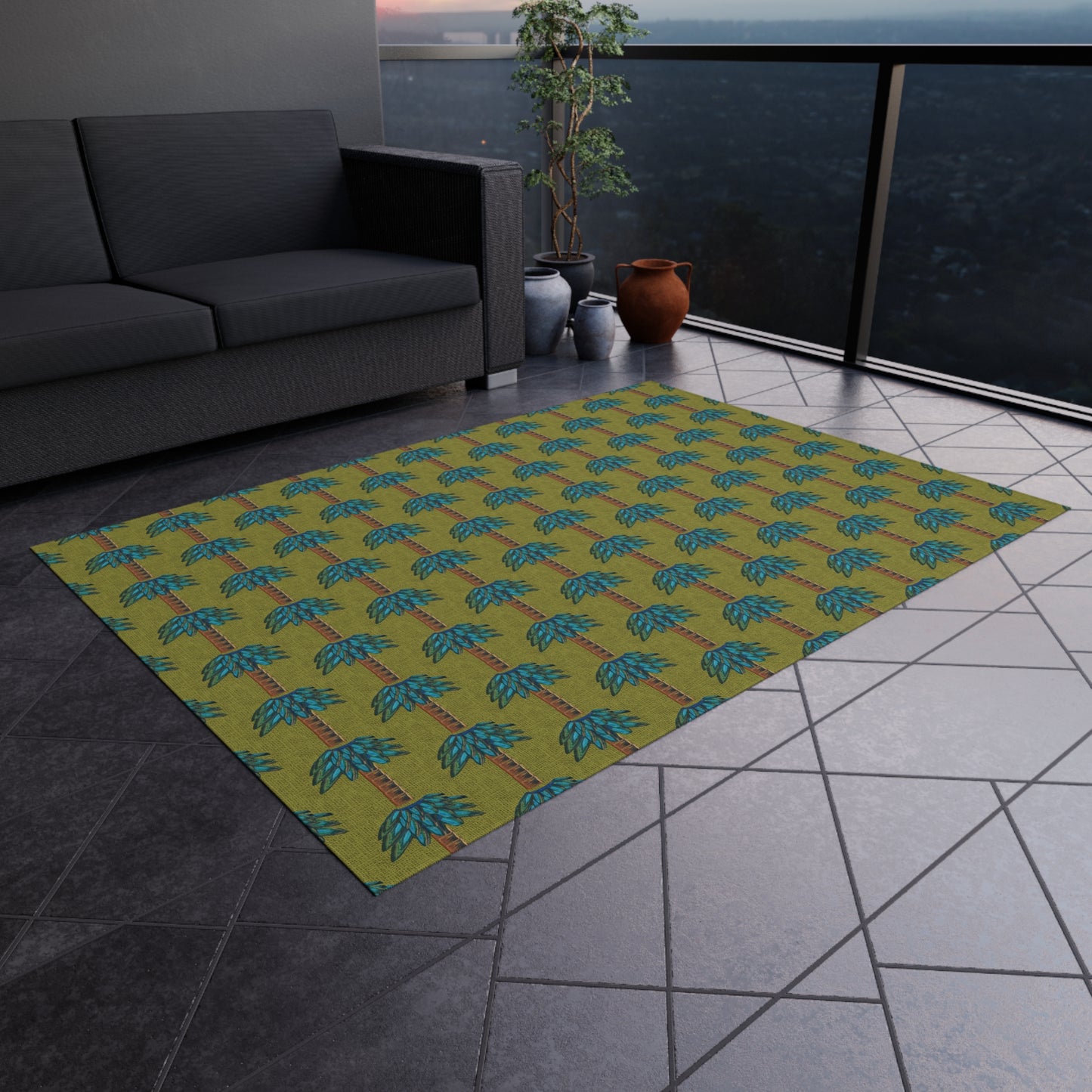 Tiki Palm Olive Indoor/Outdoor Rug