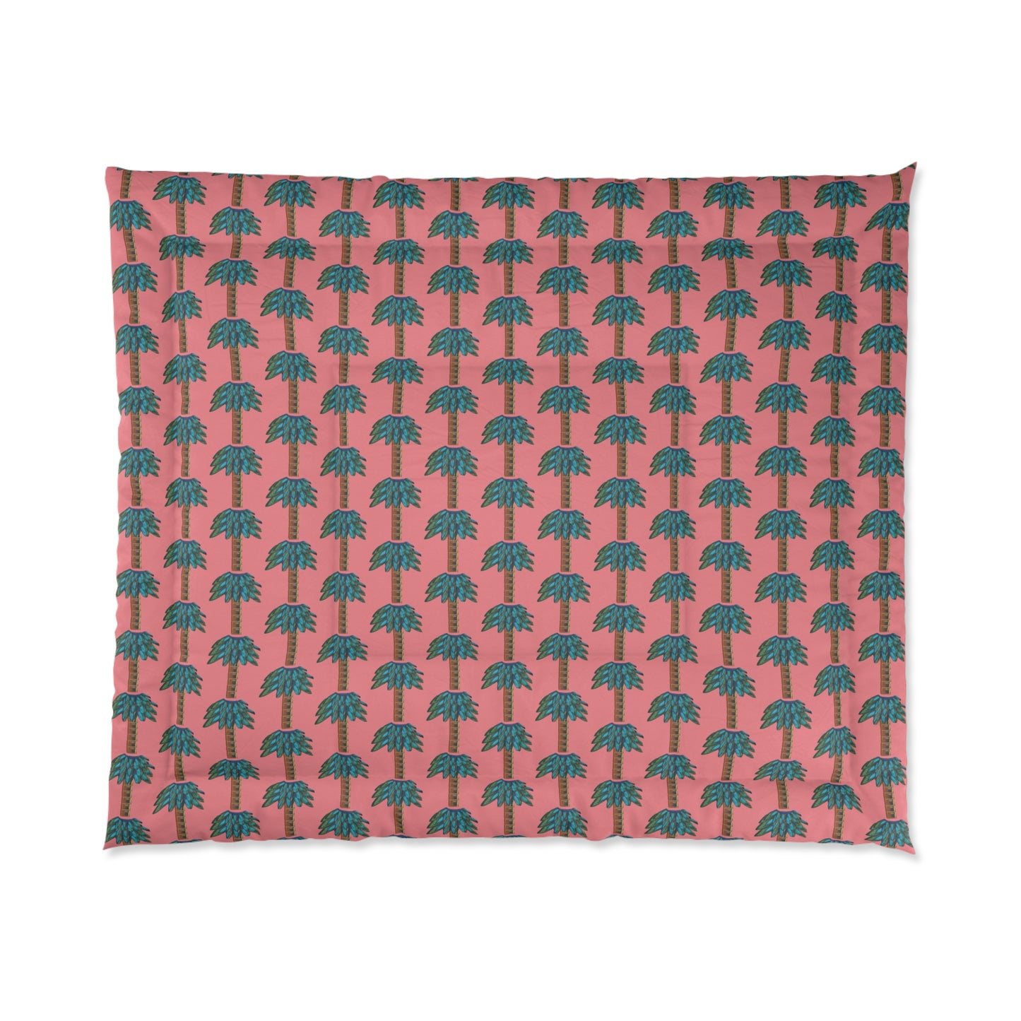 Tiki Palm Coral Comforter