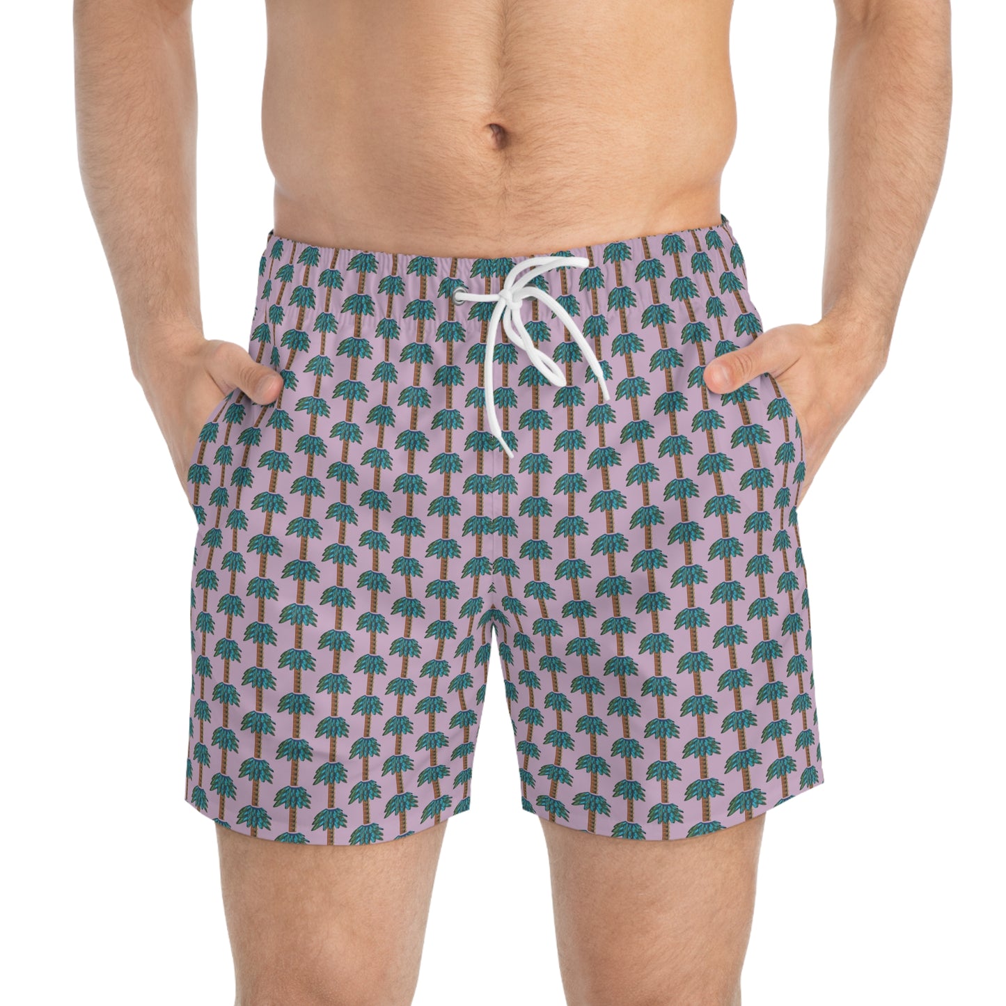 Tiki Palm Violet Swim Trunks