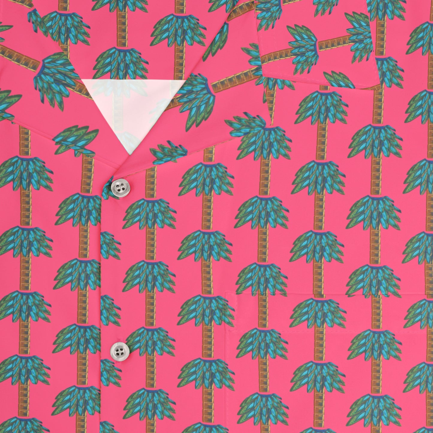 Tiki Palm Fuscia Men's Hawaiian Shirt