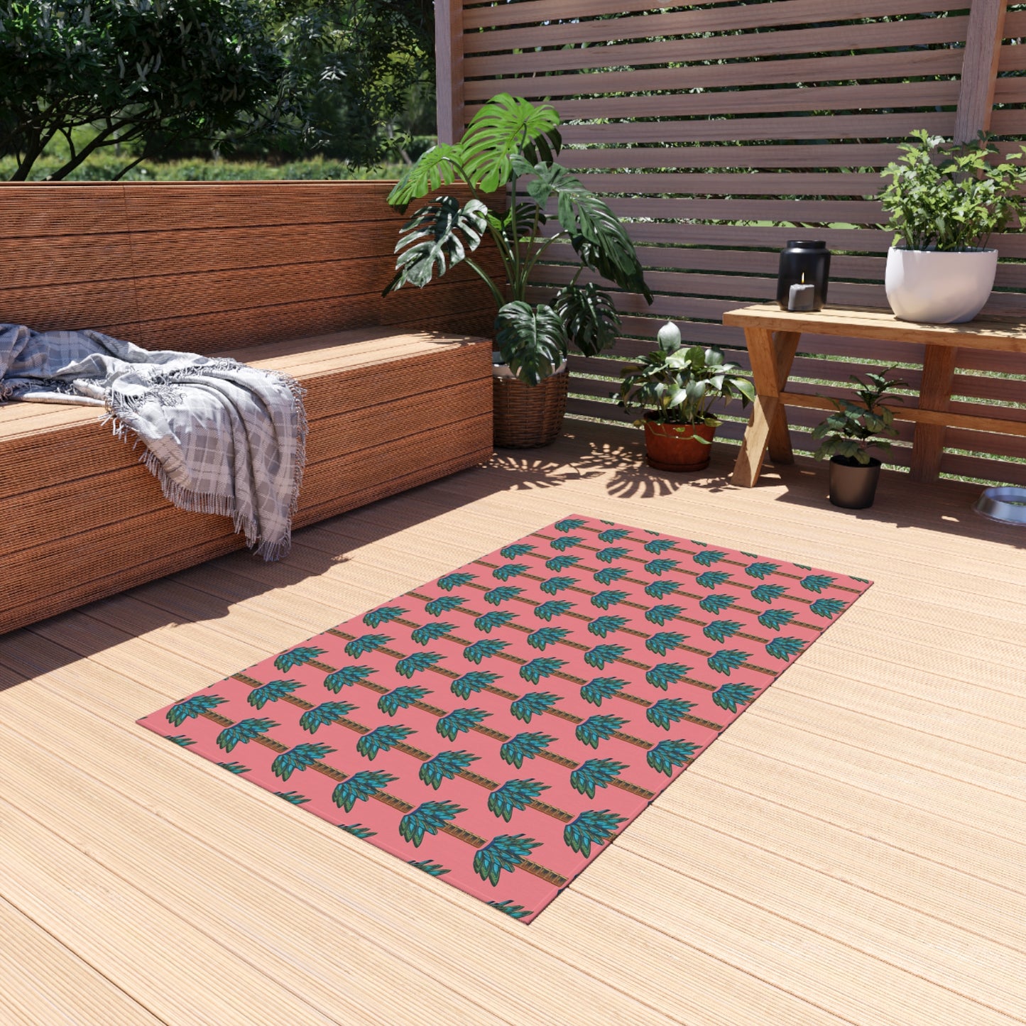 Tiki Palm Coral Indoor/Outdoor Rug