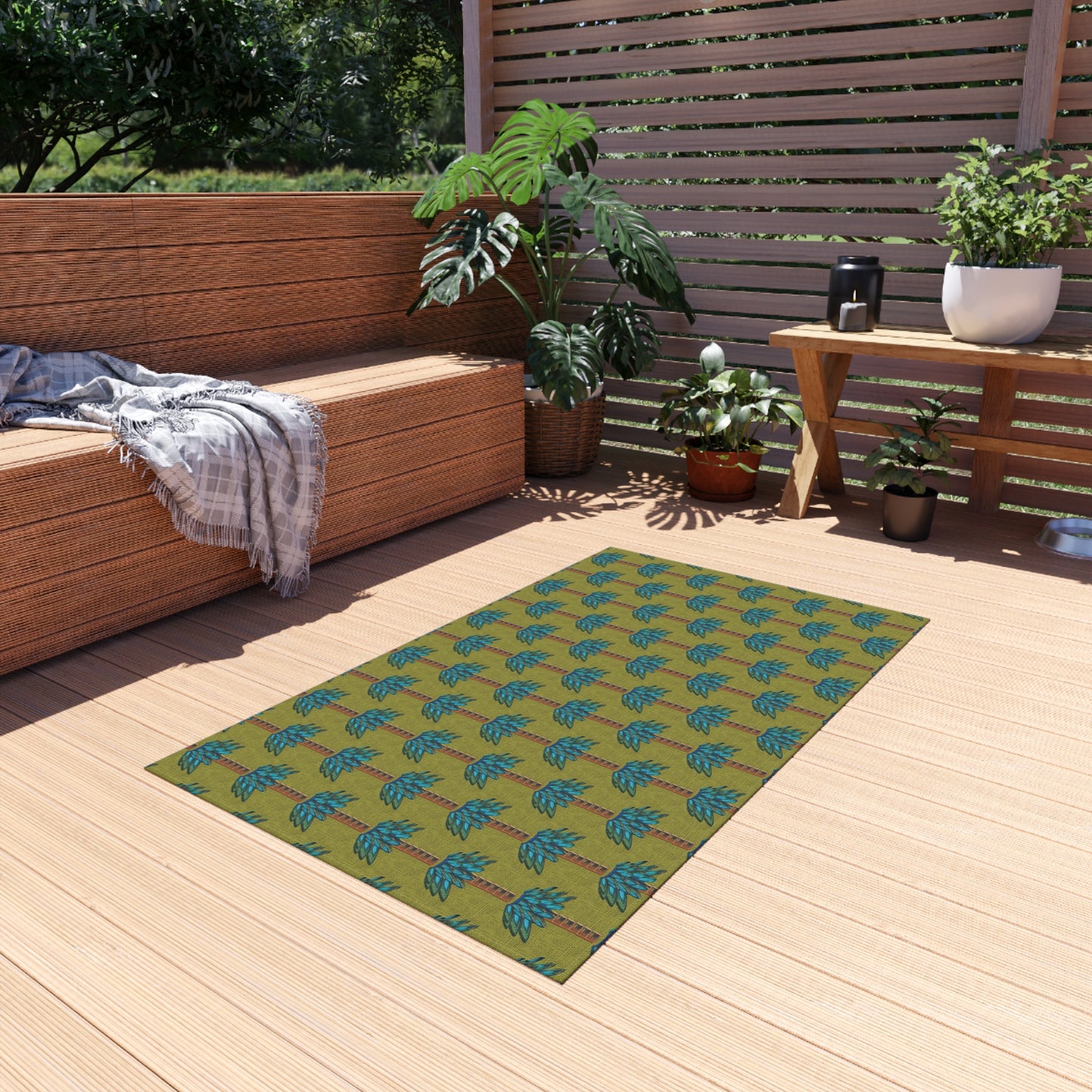 Tiki Palm Olive Indoor/Outdoor Rug