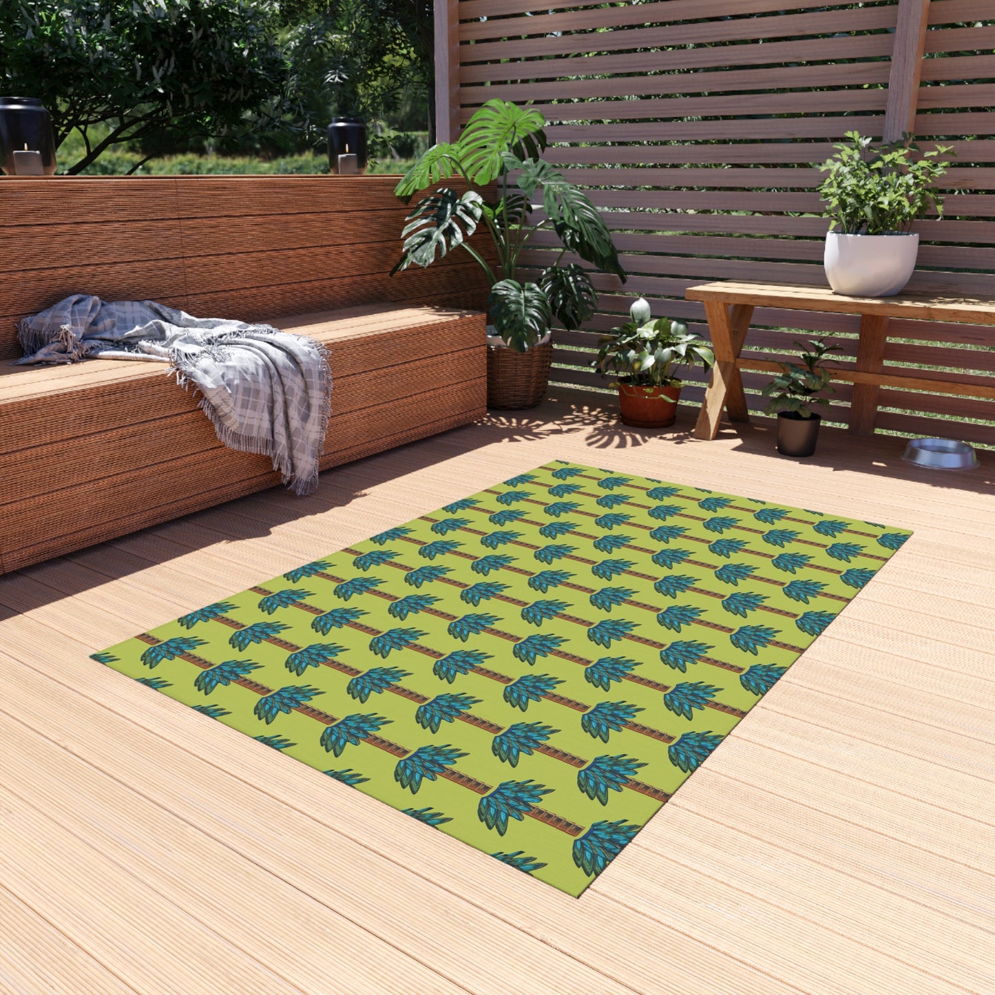 Tiki Palm Lime Indoor/Outdoor Rug