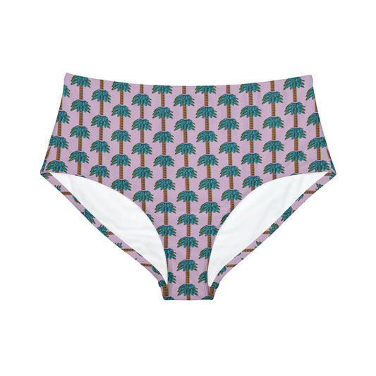 Tiki Palm Violet High-Waist Hipster Bikini Bottom