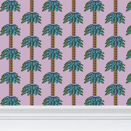 Tiki Palm Violet Wallpaper