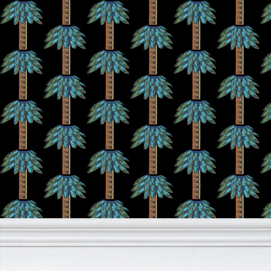 Tiki Palm Black Wallpaper