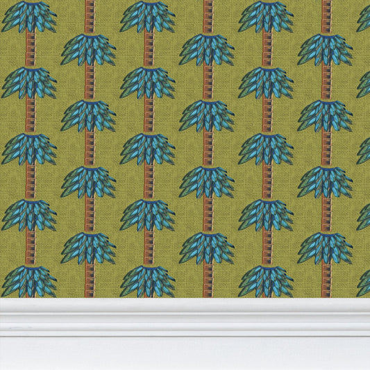 Tiki Palm Olive Wallpaper