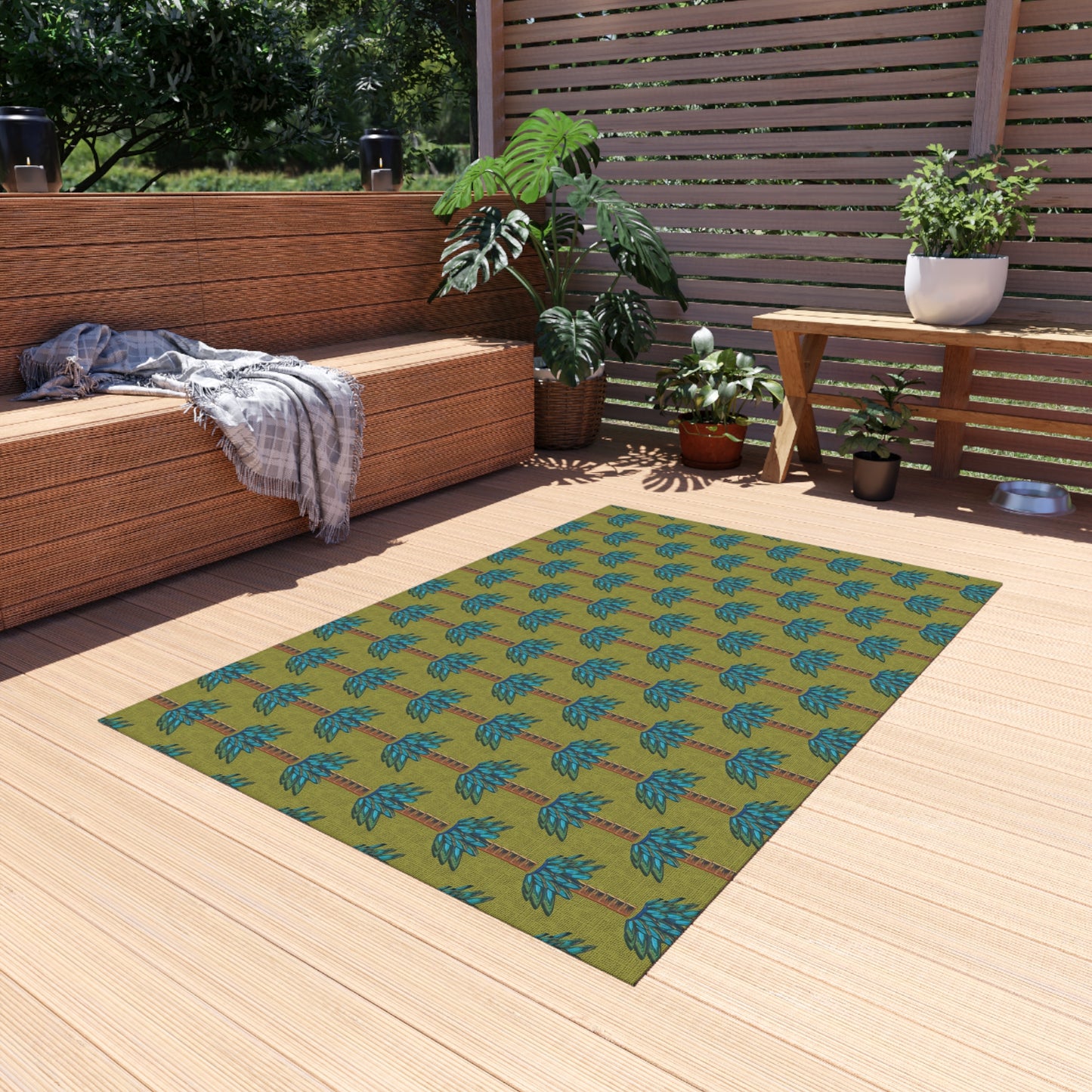 Tiki Palm Olive Indoor/Outdoor Rug