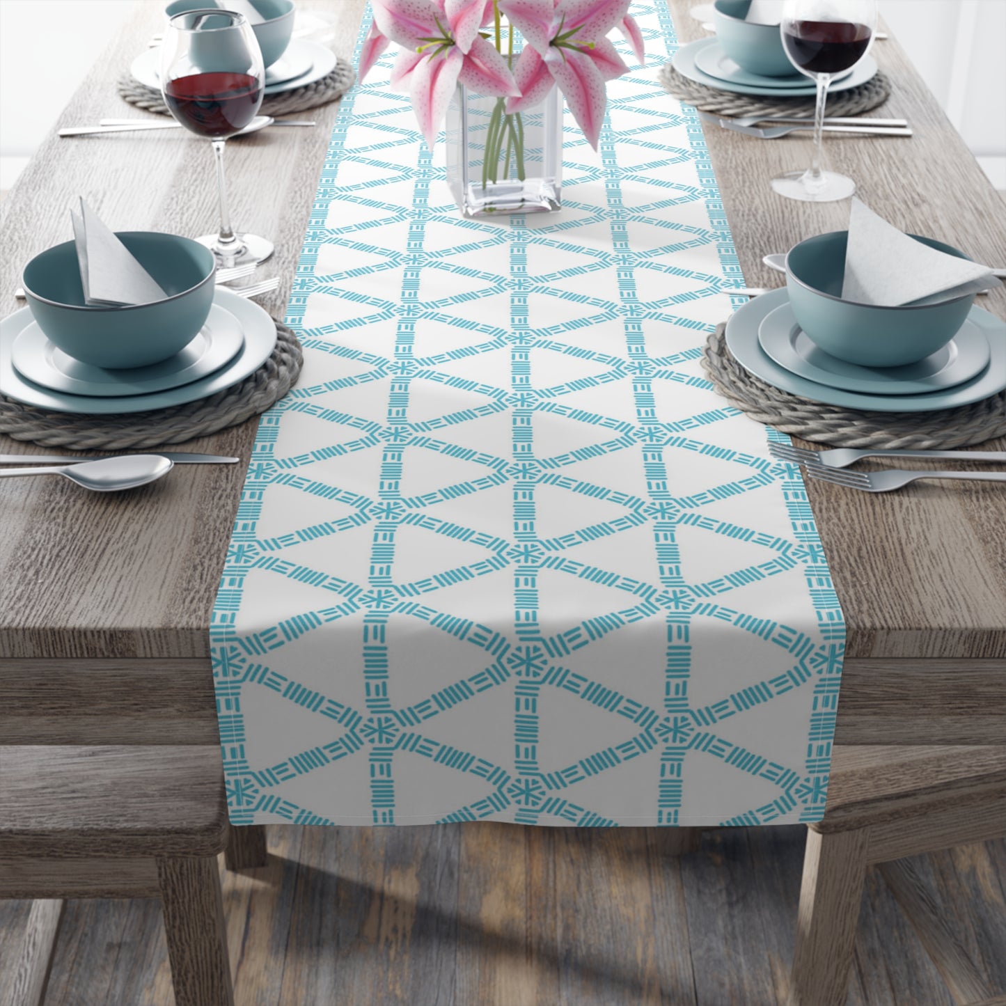 Turquoise Lattice Table Runner