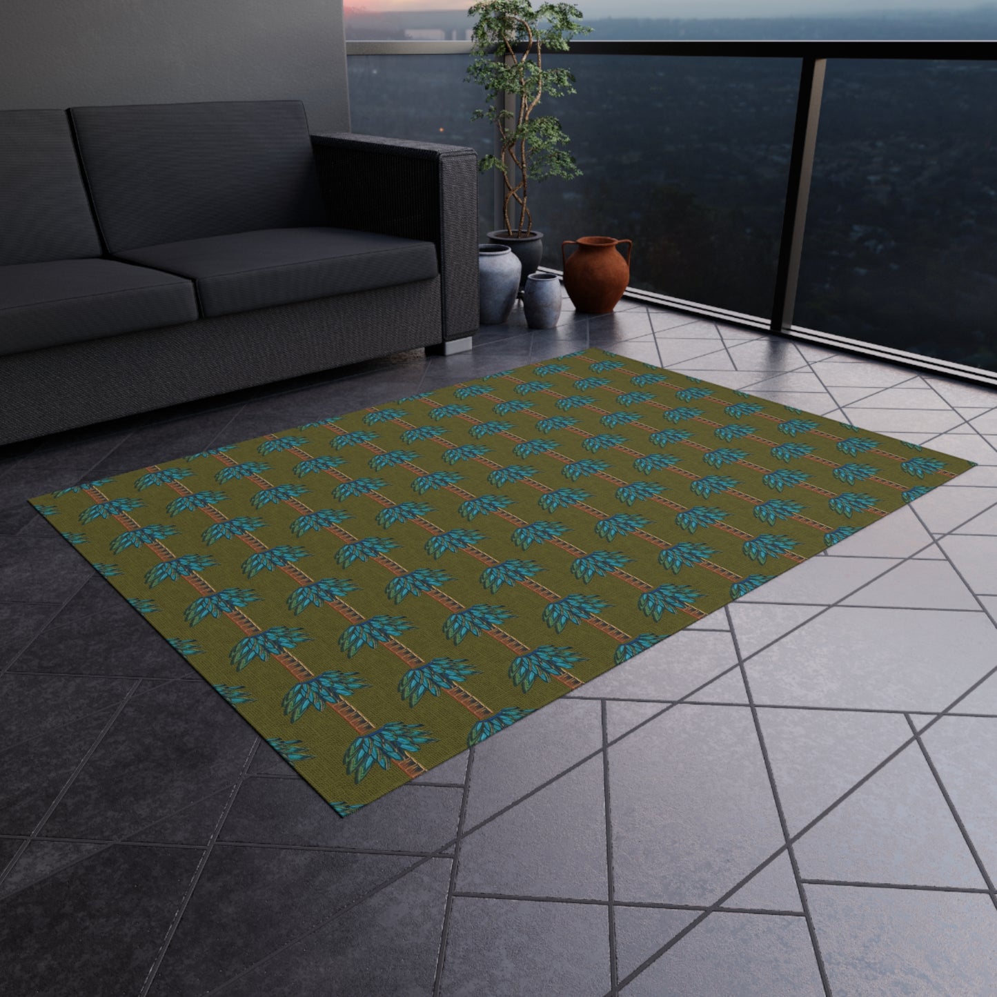 Tiki Palm Moss Indoor/Outdoor Rug