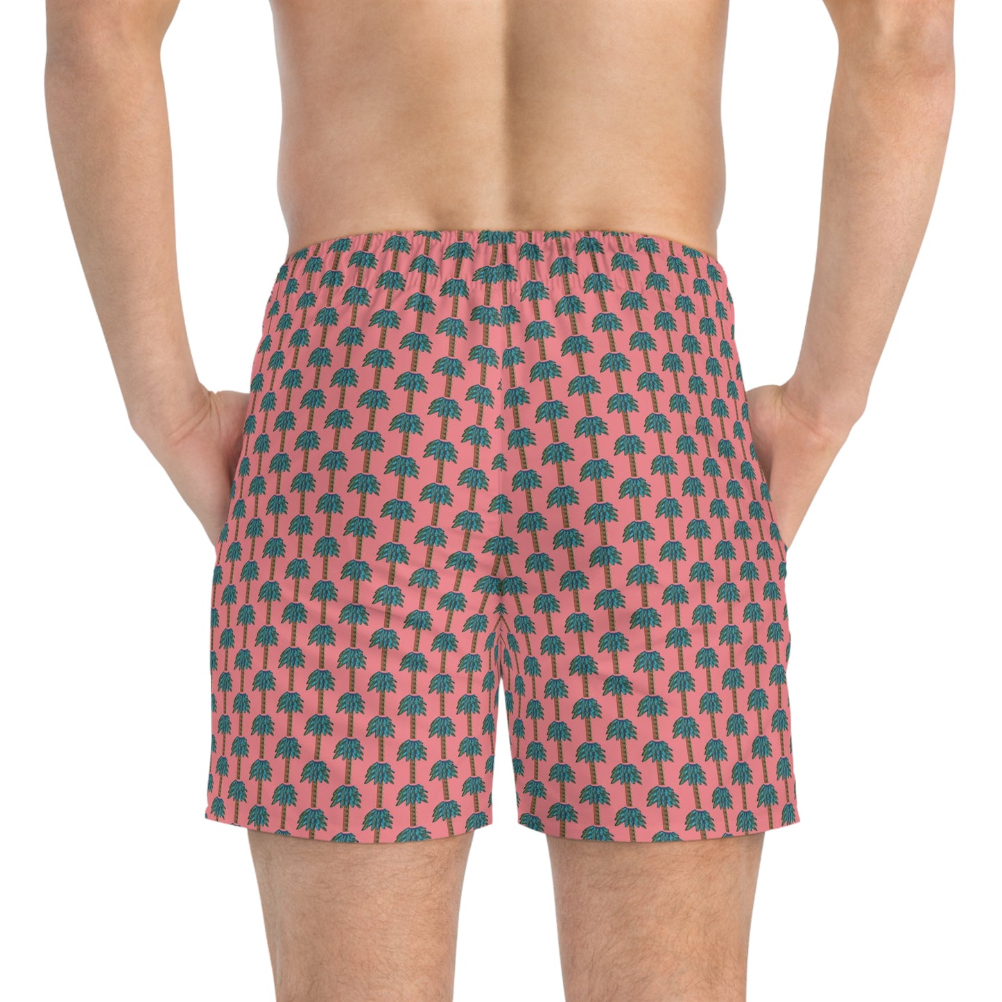Tiki Palm Coral Swim Trunks