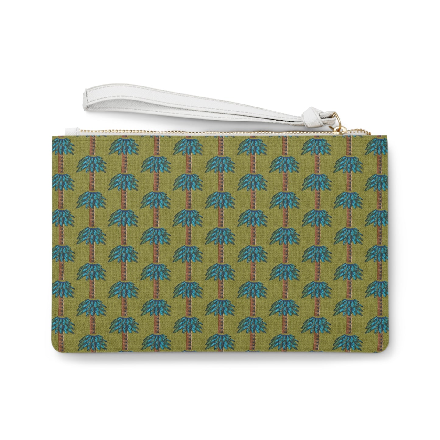 Tiki Palm Olive Clutch Bag
