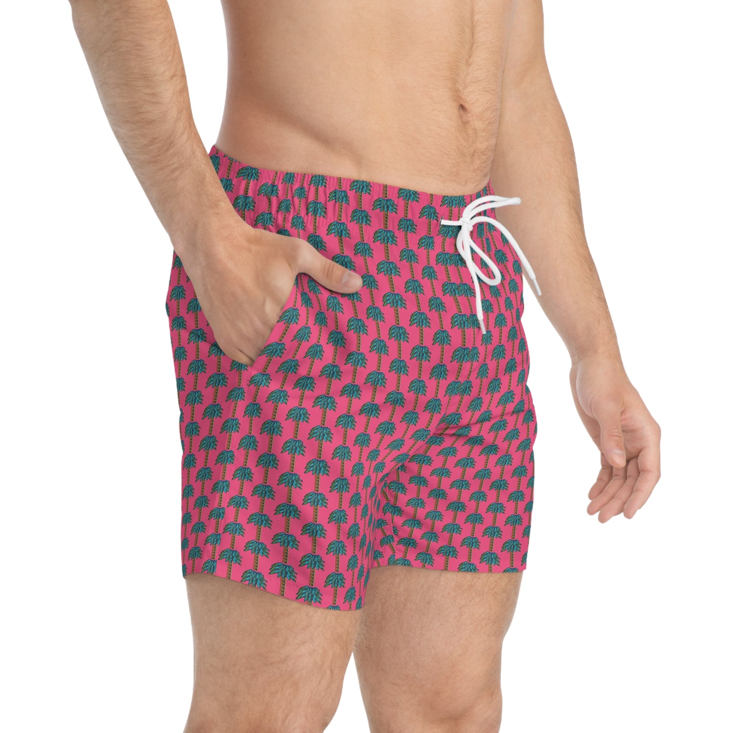 Tiki Palm Fuscia Swim Trunks