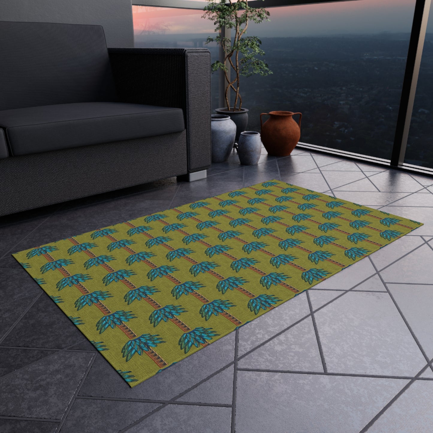 Tiki Palm Olive Indoor/Outdoor Rug