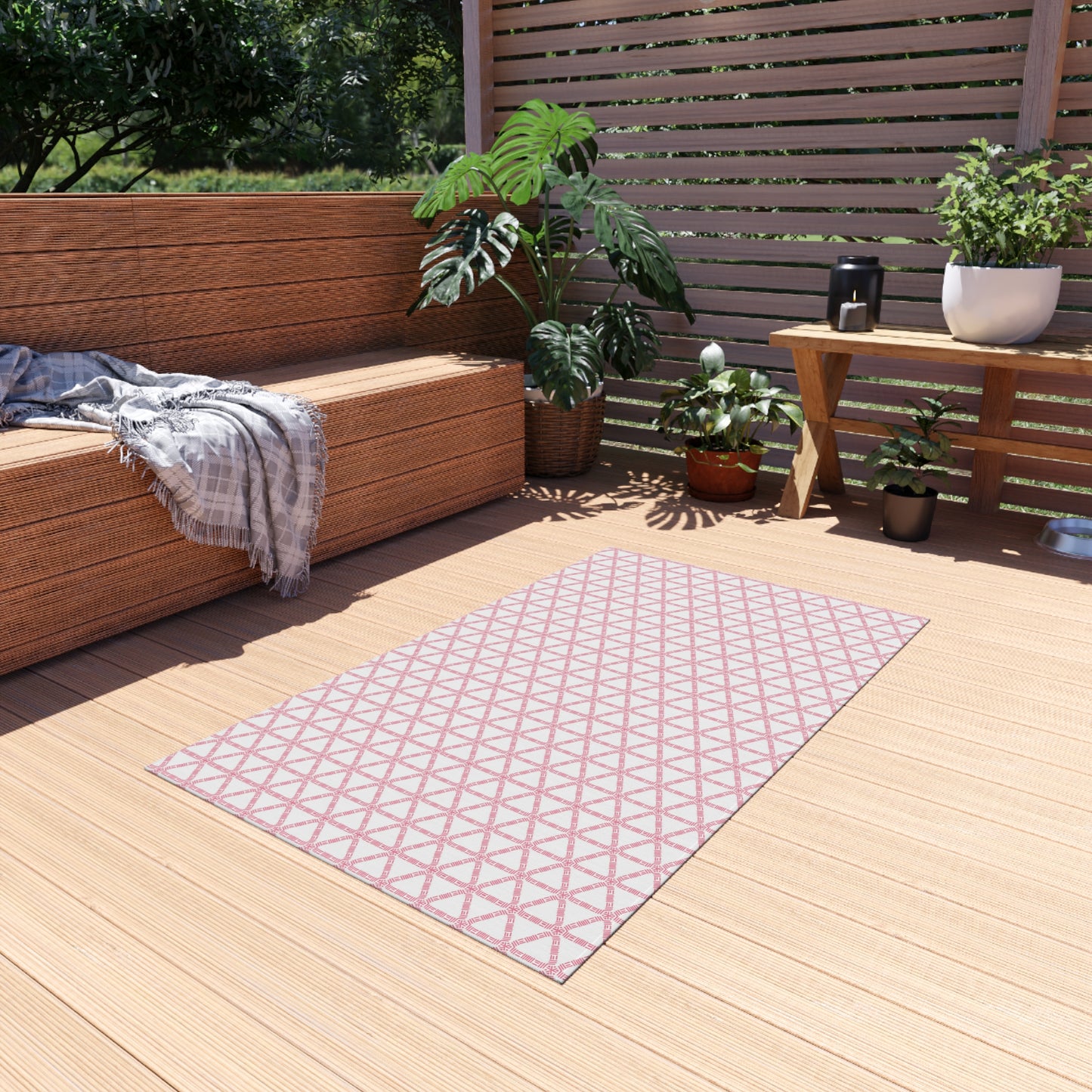 Pink Lattice Indoor/Outdoor Rug
