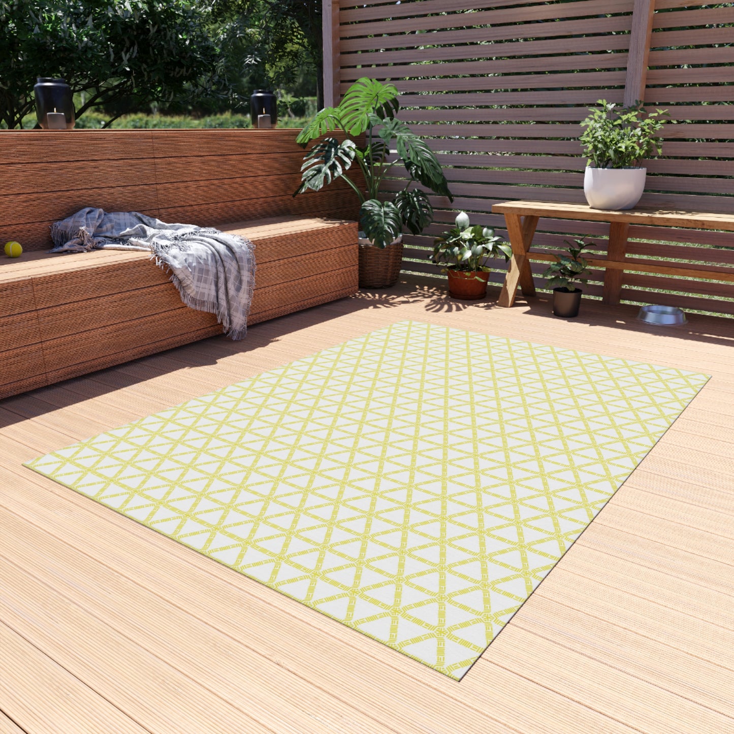 Yellow Lattice Indoor/Outdoor Rug