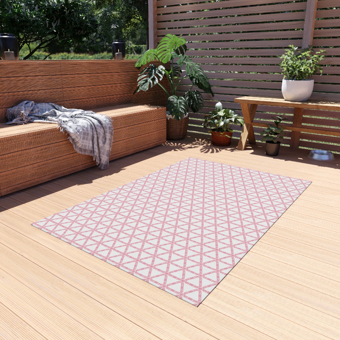 Pink Lattice Indoor/Outdoor Rug