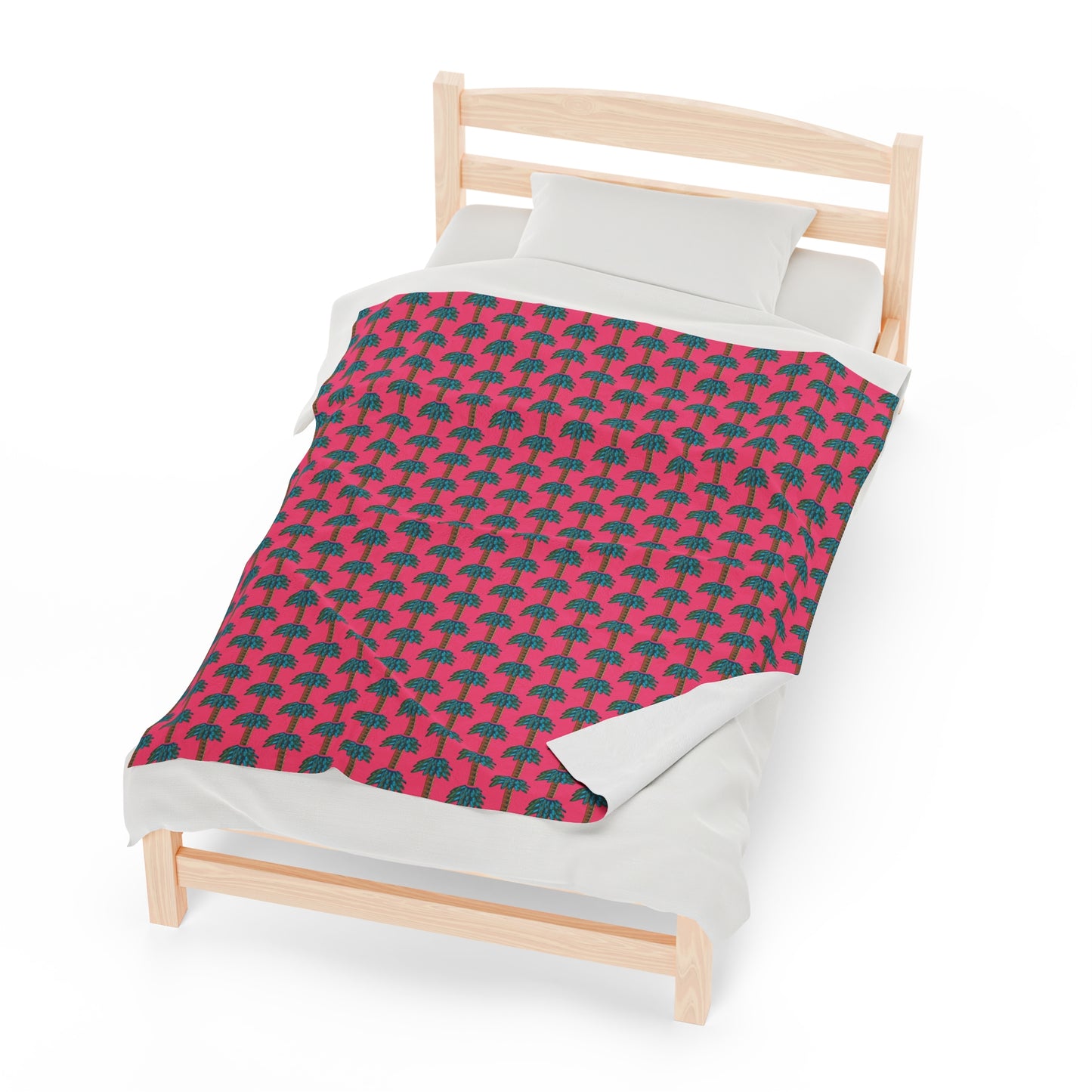 Tiki Palm Fuscia Plush Blanket