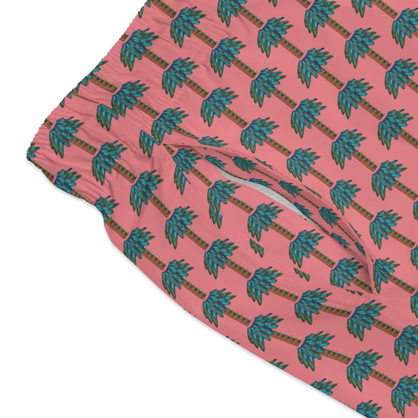 Tiki Palm Coral Swim Trunks
