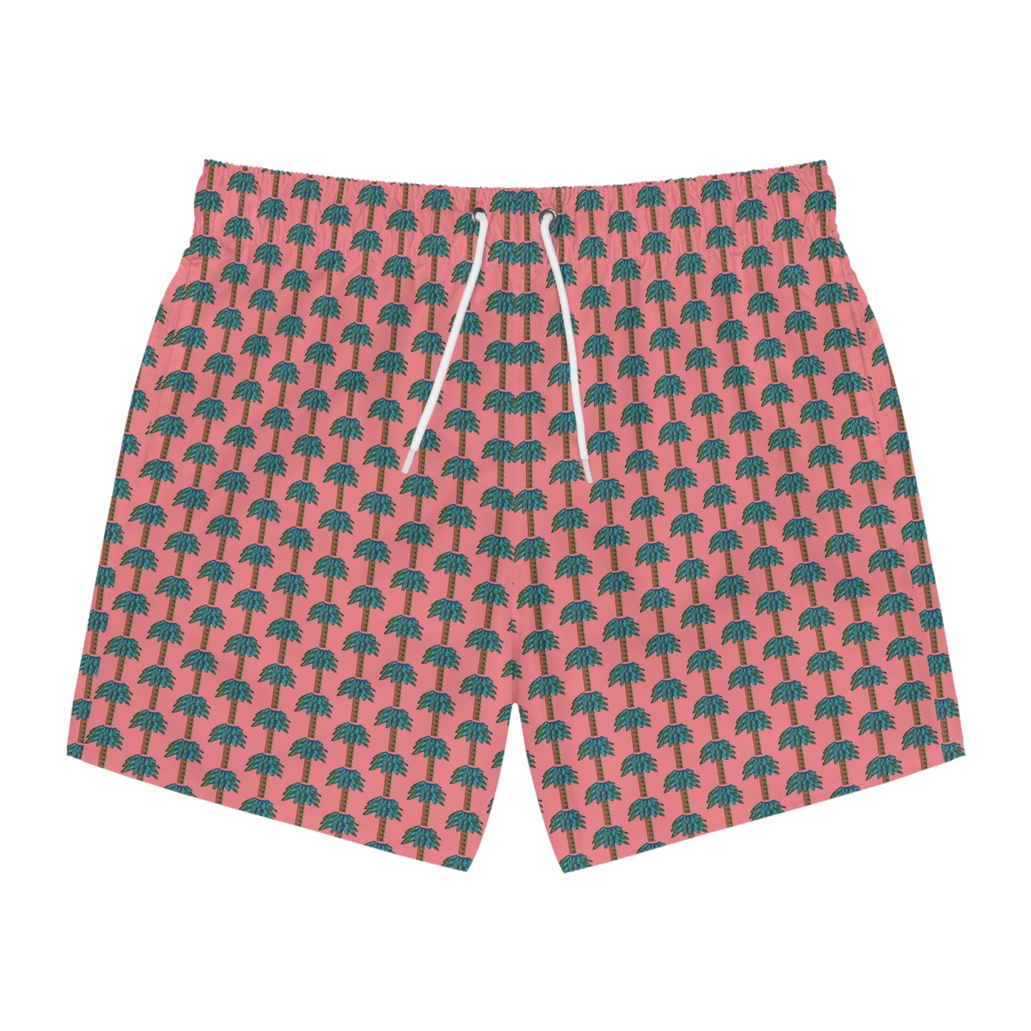 Tiki Palm Coral Swim Trunks
