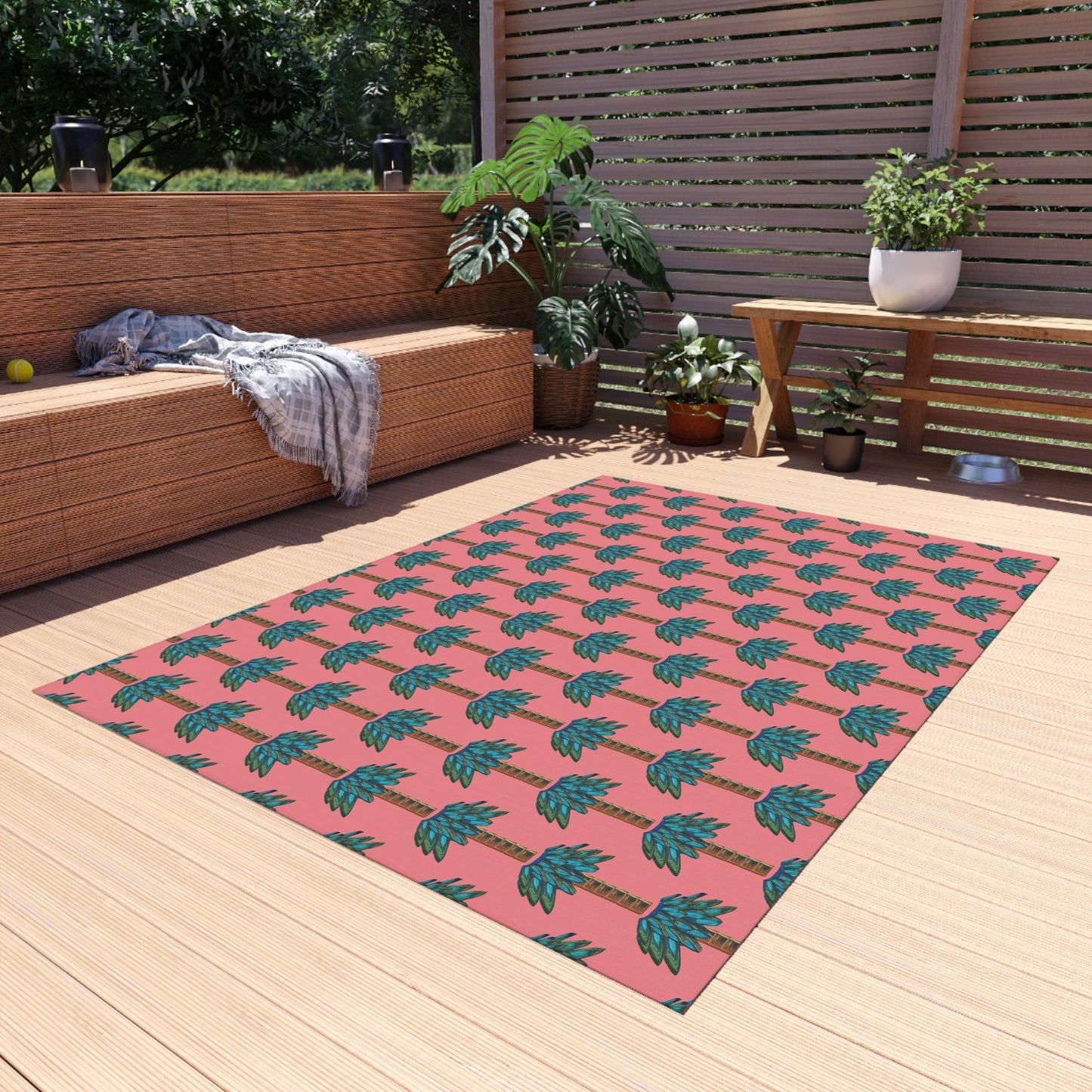 Tiki Palm Coral Indoor/Outdoor Rug