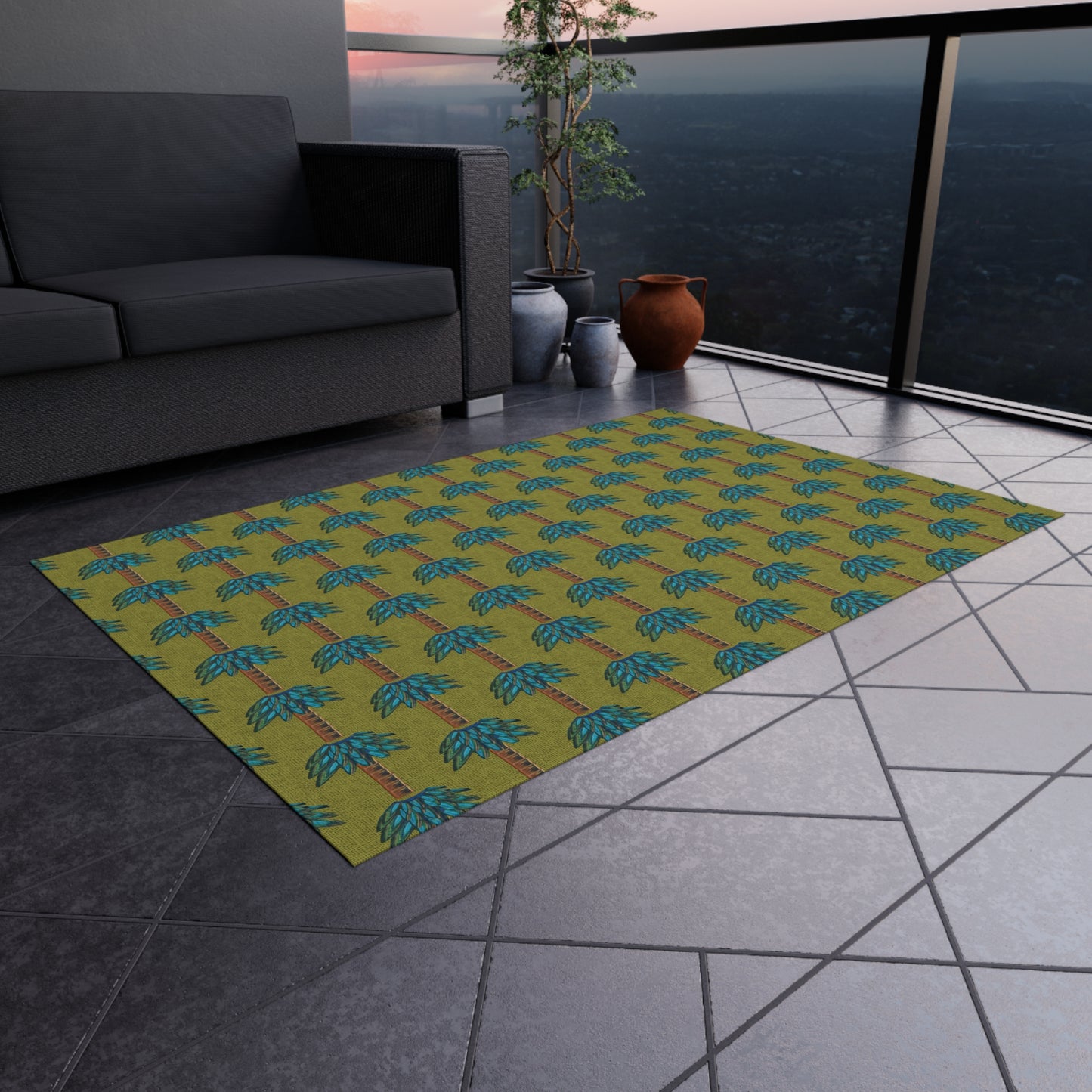 Tiki Palm Olive Indoor/Outdoor Rug