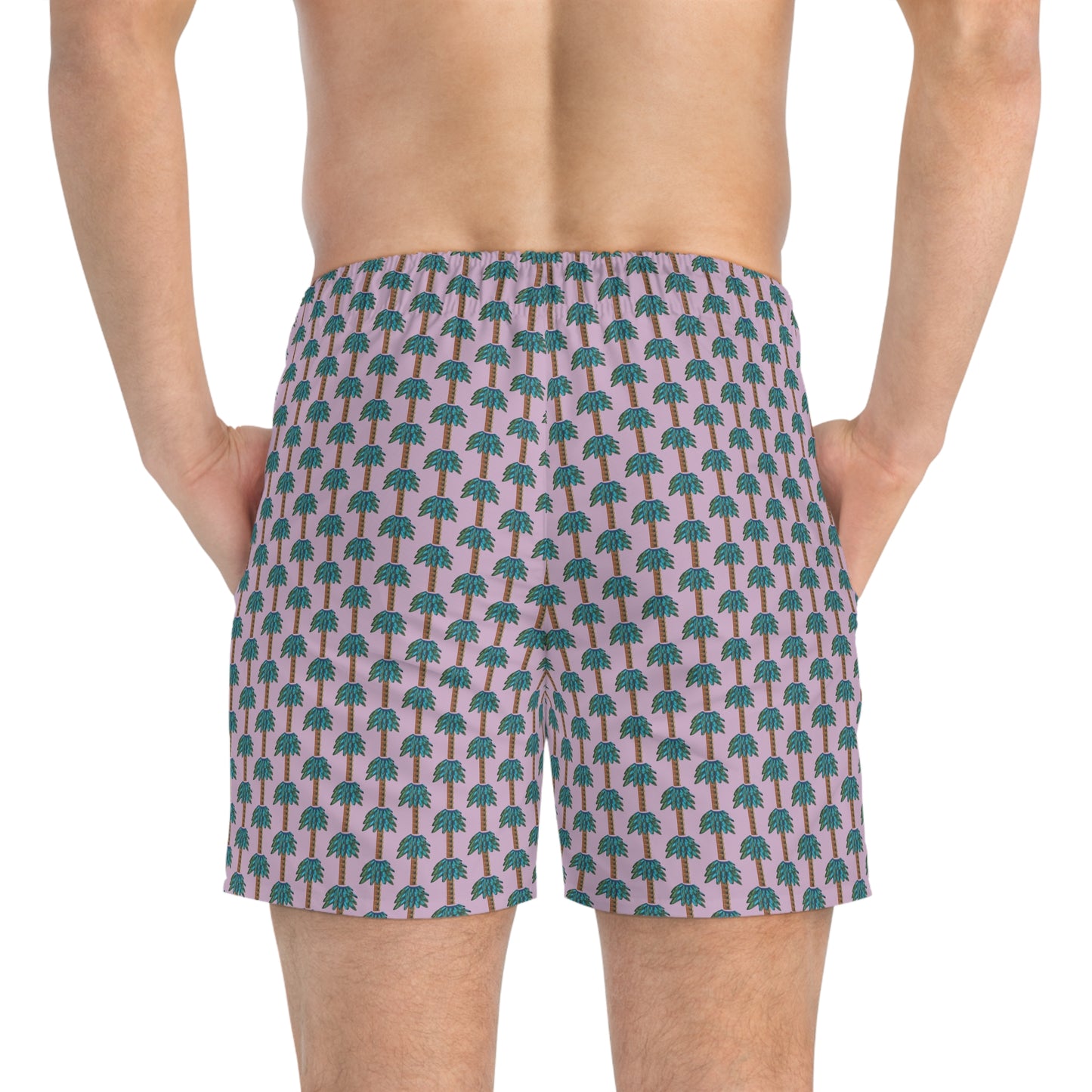 Tiki Palm Violet Swim Trunks