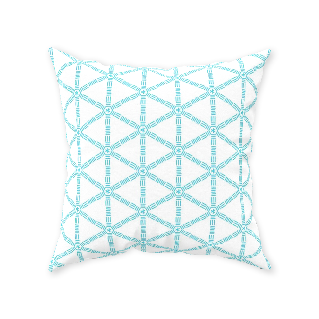 Turquoise Lattice Throw Pillow