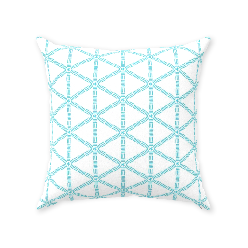 Turquoise Lattice Throw Pillow