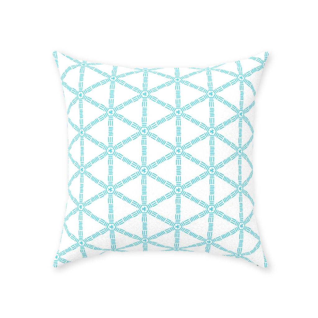 Turquoise Lattice Throw Pillow