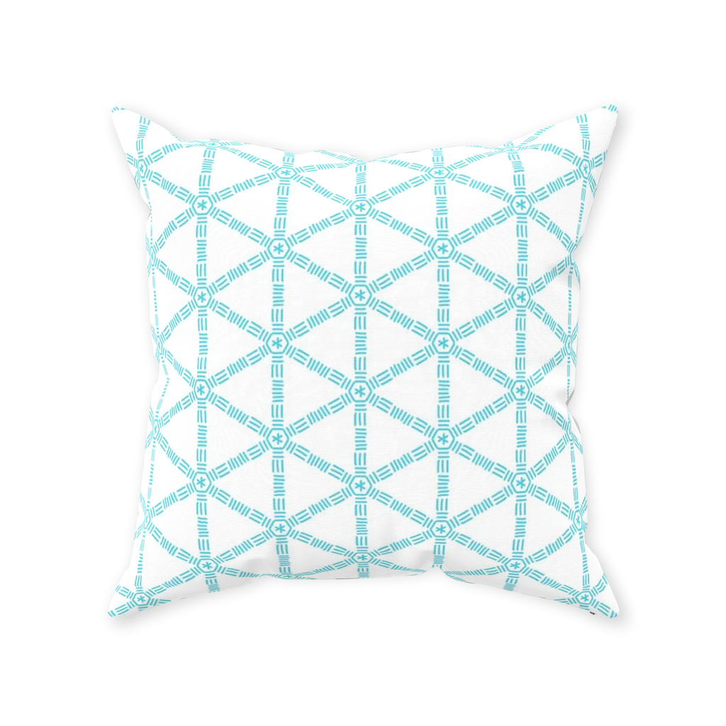 Turquoise Lattice Throw Pillow