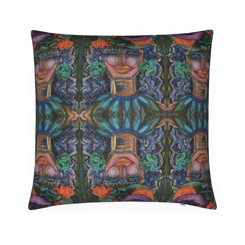 Green Flower Lady Throw Pillow