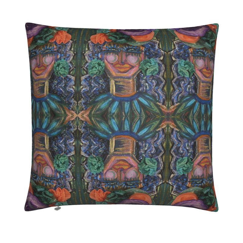 Green Flower Lady Throw Pillow