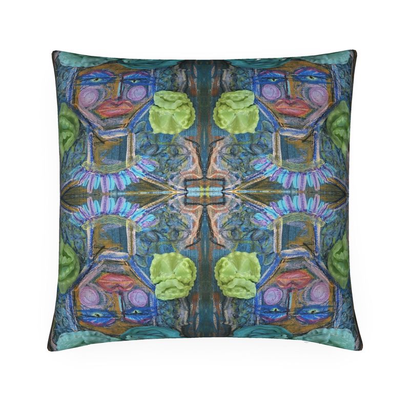 Green Eyes Flower Lady Throw Pillow