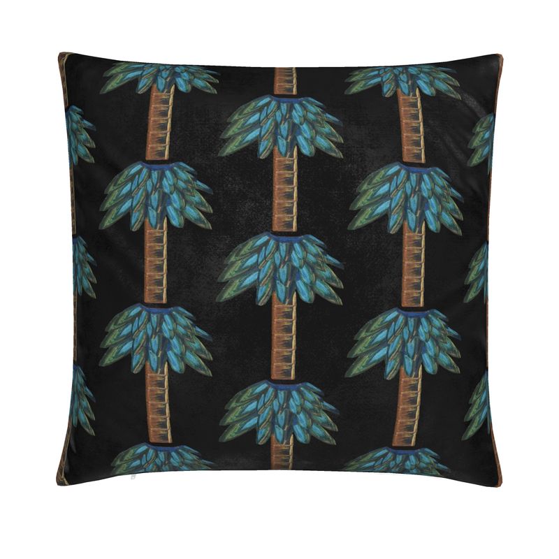 Tiki Palm Black Pillow