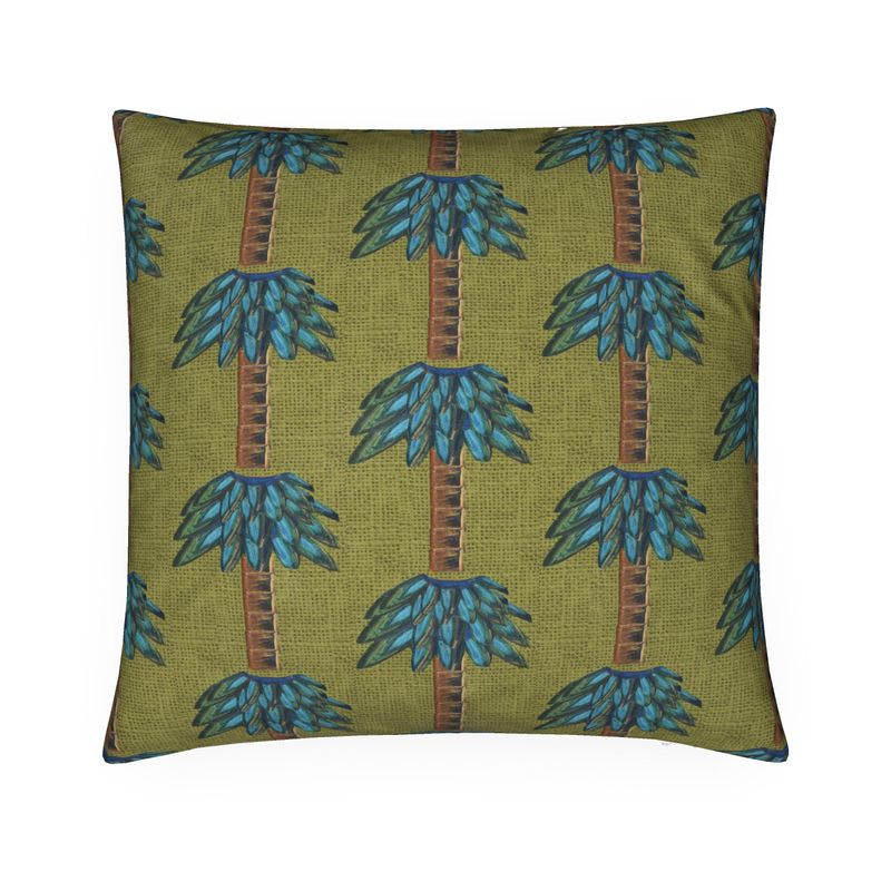 Tiki Palm Olive Pillow
