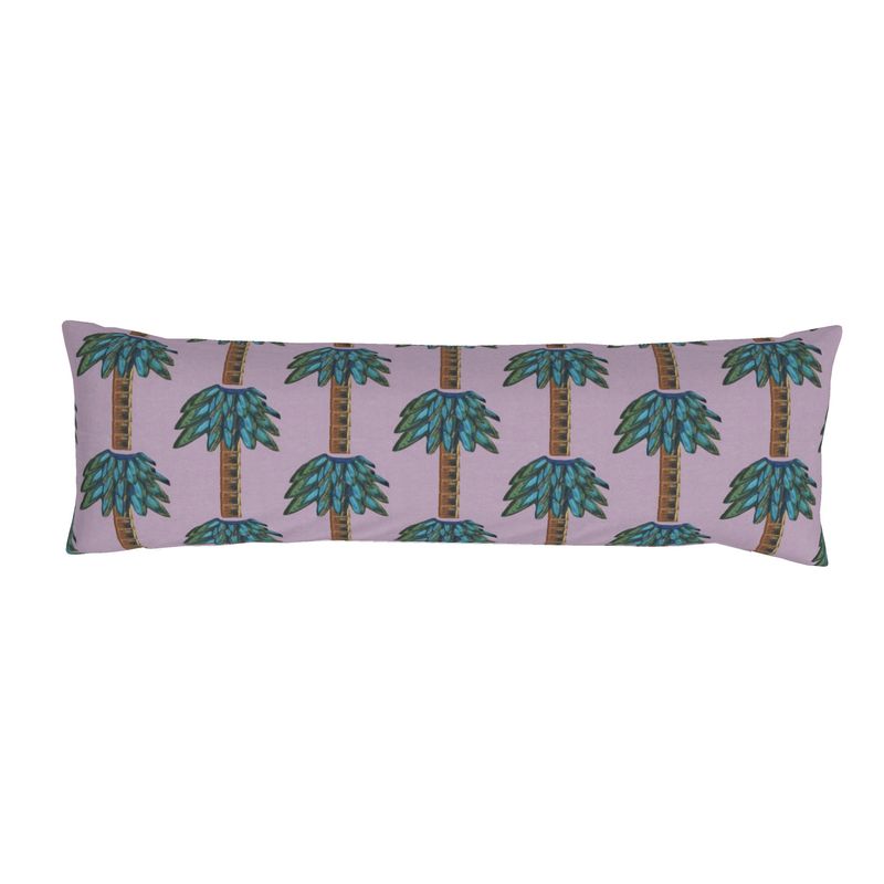 Tiki Palm Violet Bolster Pillow