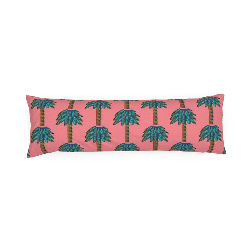Tiki Palm Coral Bolster Pillow