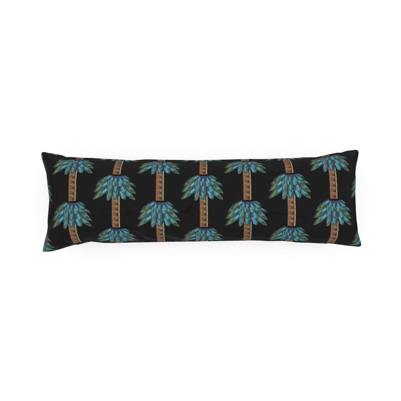 Tiki Palm Black Bolster Pillow