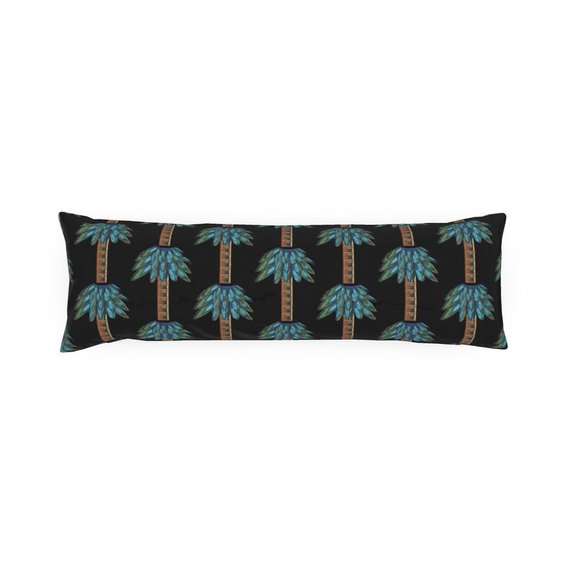 Tiki Palm Black Bolster Pillow