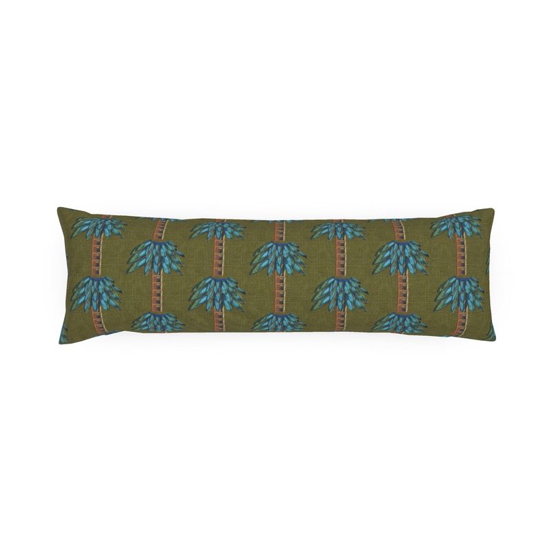Tiki Palm Green Moss Bolster Pillow