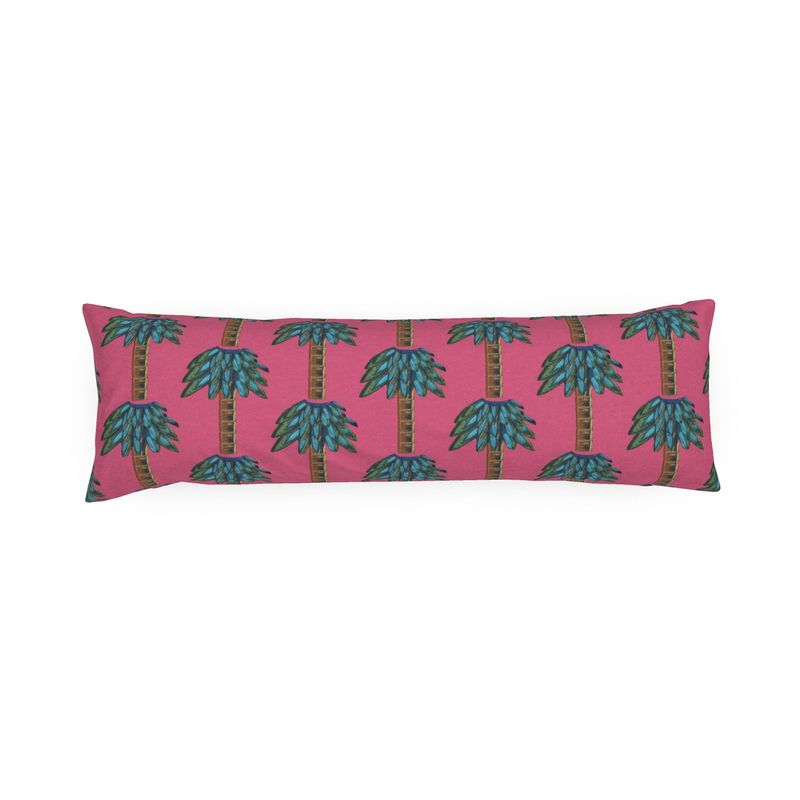 Tiki Palm Fuchsia Bolster Pillow